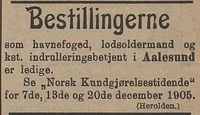 171. Annonse fra Aalesund kommune i Kysten 7.12. 1905.jpg