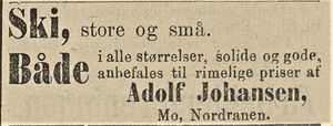 Annonse fra Adolf Johansen i Tromsø Stiftstidende 26.02.1885.jpg