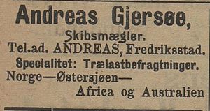 Annonse fra Andreas Gjersøe i Kysten 18.01.1905.jpg