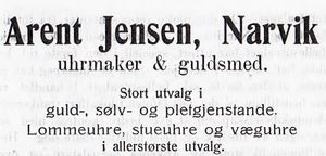 Annonse fra Arent Jensen i Narvikboka 1912.jpg