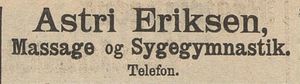 Annonse fra Astri Eriksen i Gudbrandsdølen 22.04.1909.jpg