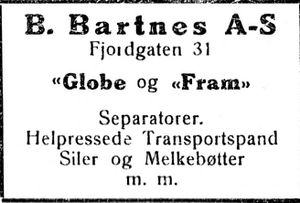 Annonse fra B. Bartnes i Trønderbladet 22.12. 1926.jpg