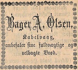 Annonse fra Bager A. Olsen i Lofot-Posten 15.08.1885.jpg