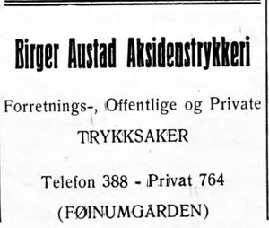 Annonse fra Birger Austad i Bygdenes By 1957.jpg