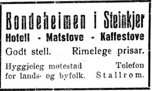 Annonse fra Bondeheimen - Steinkjer i Trønderbladet 22.12. 1926.jpg