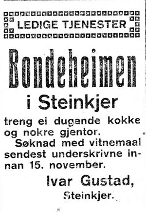 Annonse fra Bondeheimen i Indhereds-Posten 9.11.1917.jpg