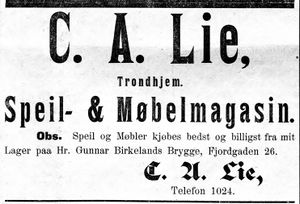 Annonse fra C. A. Lie i Mjølner 23. 10. 1899.jpg