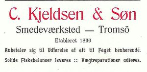 Annonse fra C. KJeldsen & Søn under Harstadutstillingen 1911.jpg