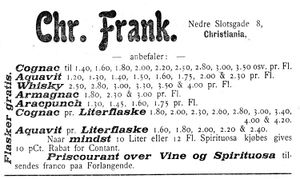 Annonse fra Chr. Frank i INdtrøndelagen 16.11. 1900.jpg