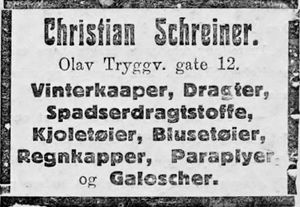 Annonse fra Christian Schreiner i Ny Tid 1914.jpg