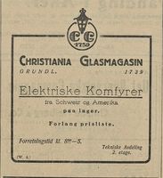 Annonse for elektriske komfyrer i Morgenbladet 17. juni 1920.