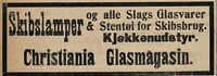 Annonse for skipslamper og glass i Norges Sjøfartstidende 30. desember 1911.