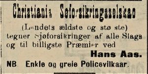 Annonse fra Christiania Søforsikringsselskab i Fredriksstad Tilskuer 24.09. 1910.jpg