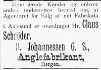 293. Annonse fra D. Johannessen G.S. i Søndmøre Folkeblad 8.1.1892.jpg