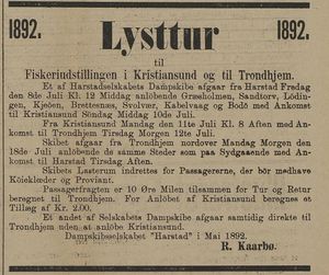 Annonse fra Dampskibsselskabet Harstad i Tromsø Amtstidende 05.05. 1892.jpg