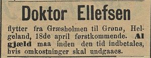 Annonse fra Doktor Ellefsen i Tromsø Stiftstidende 27.03. 1898.jpg