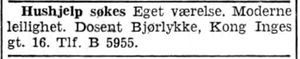 Annonse fra Dosent Bjørlykke i Adresseavisen 8.10. 1942.jpg