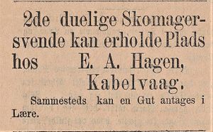 Annonse fra E.A. Hagen i Lofot-Posten 27.07.1885.jpg