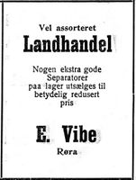 60. Annonse fra E. Vibe i Nord-Trøndelag og Nordenfjeldske Tidende 2. november 1922.jpg