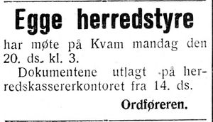 Annonse fra Egge kommune i Nord-Trøndelag og Nordenfjeldsk Tidende 14.03.33.jpg