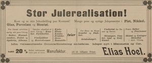 Annonse fra Elias Hoel i Harstad Tidende 15.01.1910.jpg