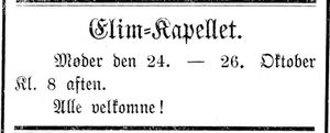 Annonse fra Elim-kapellet i Mjølner 23. 10. 1899.jpg