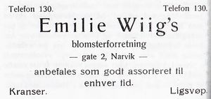 Annonse fra Emilie Wiigs blomsterforretning i Narvikboka 1912.jpg