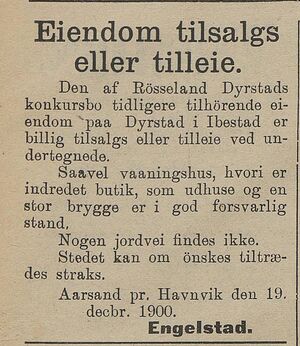 Annonse fra Engelstad i Ibestad i Harstad Tidende 24.12. 1900.jpg