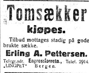 Annonse fra Erling A. Pettersen i Inntrøndelagen 20.1. 1926.jpg