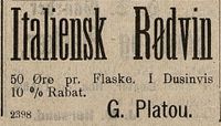 Vinhandel - fra Oplandenes Avis 29. juni 1895.