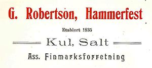 Annonse fra G. Robertson under Harstadutstillingen 1911.jpg