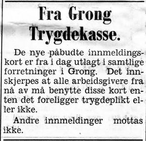 Annonse fra Grong Trygdekasse i Namdal Arbeiderblad 28.10. 1950.jpg