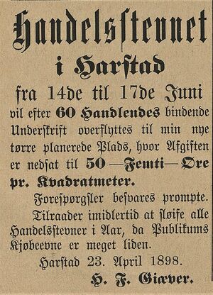 Annonse fra H.F. Giæver i Lofotposten 29.04. 1898 04.29..jpg