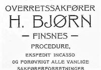 16. Annonse fra H. Bjørn under Harstadutstillingen 1911.jpg