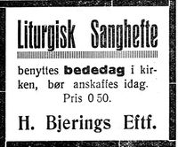 478. Annonse fra H. Bjerings eftf. i Nord-Trøndelag og Nordenfjeldsk Tidende 2. november 1922.jpg