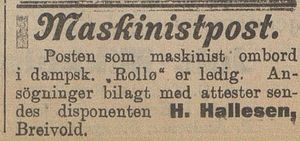Annonse fra H. Hallesen i Harstad Tidende 18.11. 1907.jpg