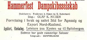 Annonse fra Hammerfest Dampskibsselskab under Harstadutstillingen 1911.jpg