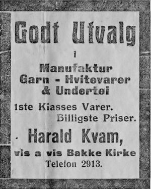 Annonse fra Harald Kvam i Ny Tid 1914.jpg