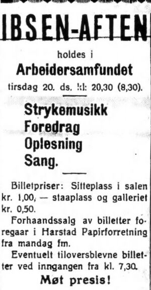 Annonse fra Harstad Arbeidersamfund i Dagens Nyheter 1928.jpg