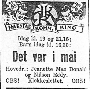 Annonse fra Harstad Komm. Kino i Haalogaland 11. februar 1938.jpg