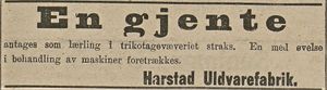 Annonse fra Harstad Uldvarefabrik i Lofotposten 14.06. 1919.jpg