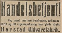 403. Annonse fra Harstad Uldvarefabrik i Lofotposten 29.01. 1920.jpg