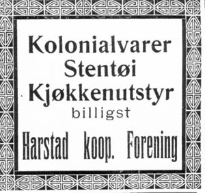 Annonse fra Harstad koop. Forening i Folkeviljen 1.10.-23.jpg