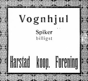 Annonse fra Harstad koop. Forening i Folkeviljen 29.10. -23.jpg