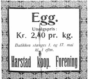 Annonse fra Harstad koop. Forening i Folkeviljen 30.4. -23.jpg