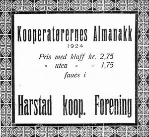 Annonse fra Harstad koop. Forening i Folkeviljen 7. 1.24.jpg