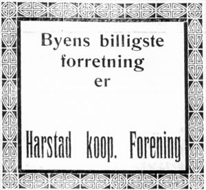 Annonse fra Harstad koop. Forening i Folkeviljen 8.1.-23.jpg