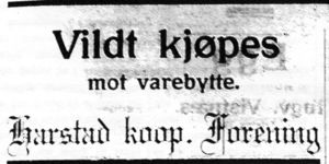 Annonse fra Harstad kooperative Forening i Dagens Nyheter 17.01. 1925.jpg