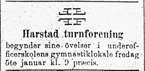 Annonse fra Harstad turnforening i Tromsø Amtstidende 4. januar 1900.jpg