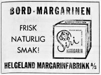 Annonse fra Helgeland Margarinfabrikk i Fiskeribladet 30.09.1964.